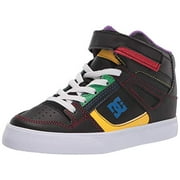 DC Kids' Pure High Top Ev Skate Shoes with Ankle Strap and Elastic Laces