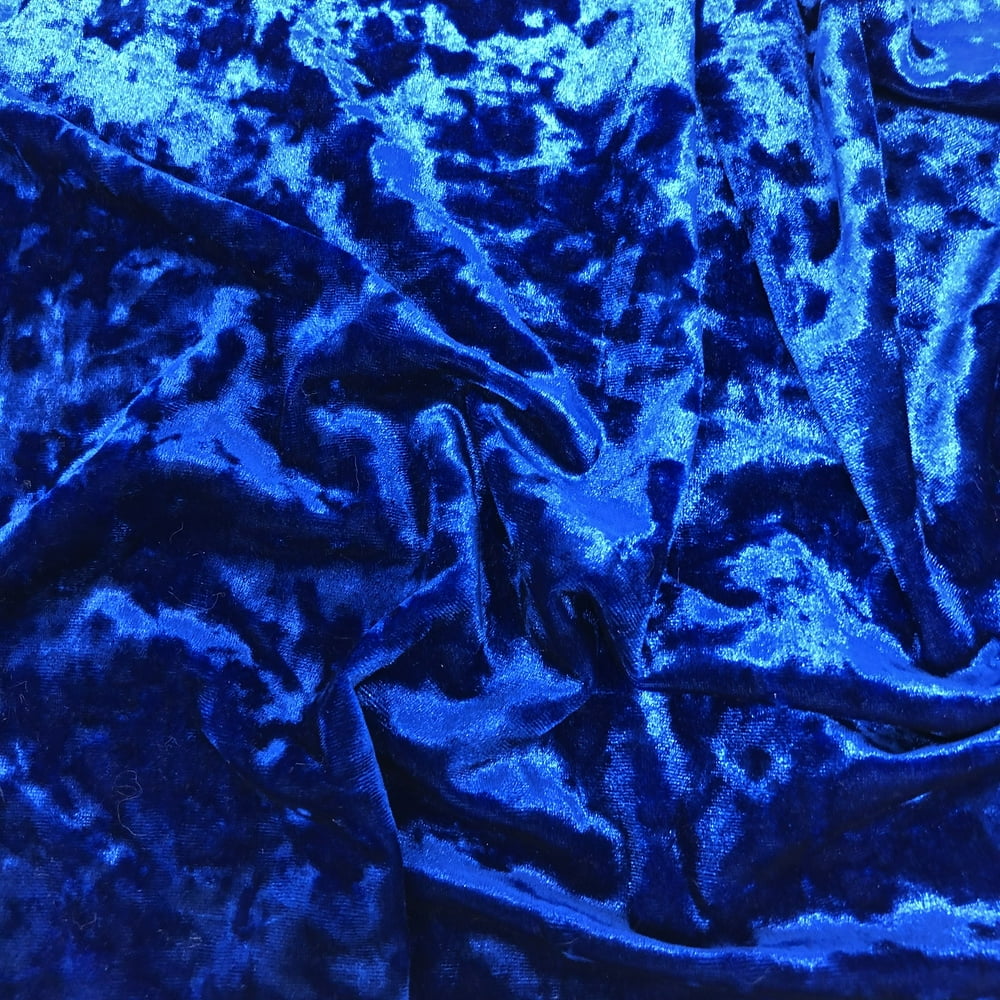 Royal Blue Crushed Stretch Velvet Solid