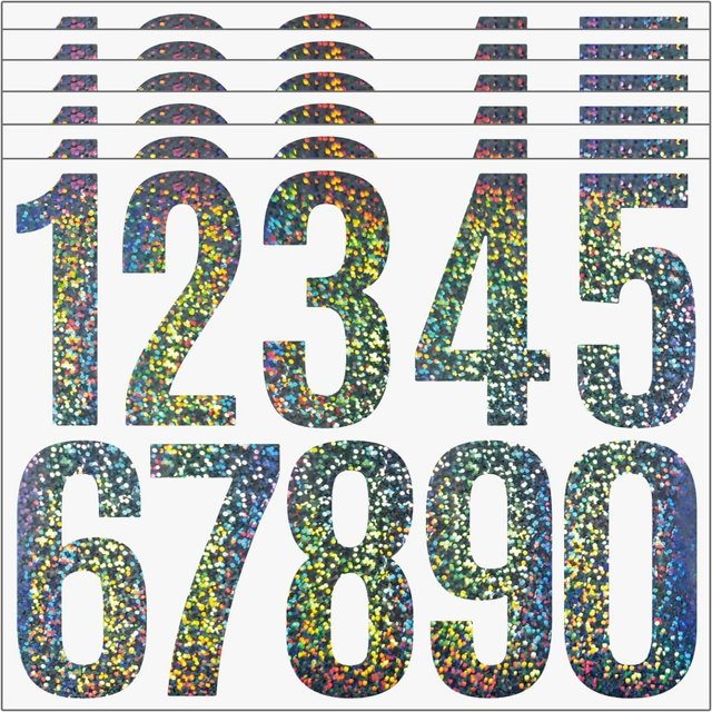 KEINXS Reflective Mailbox Numbers Stickers 60 PCS Self Adhesive Vinyl Waterproof Number Stickers 6 Sheets Large 3 Inch 0-9 House Numbers for Mailbox Signs Door Cars Garbage Bins Address