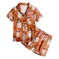 thumbnail image 4 of NIEWTR Girls' Pajamas Kids Toddler Summer Cartoon Print Short Sleeve Shorts Sleepwear Outfits Halloween Pajamas, 4 of 5