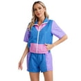 thumbnail image 4 of Haitryli Women's 80s Tracksuit Retro Outfits 2 Piece Zipper Front Jacket with Loose Shorts Blue L, 4 of 7