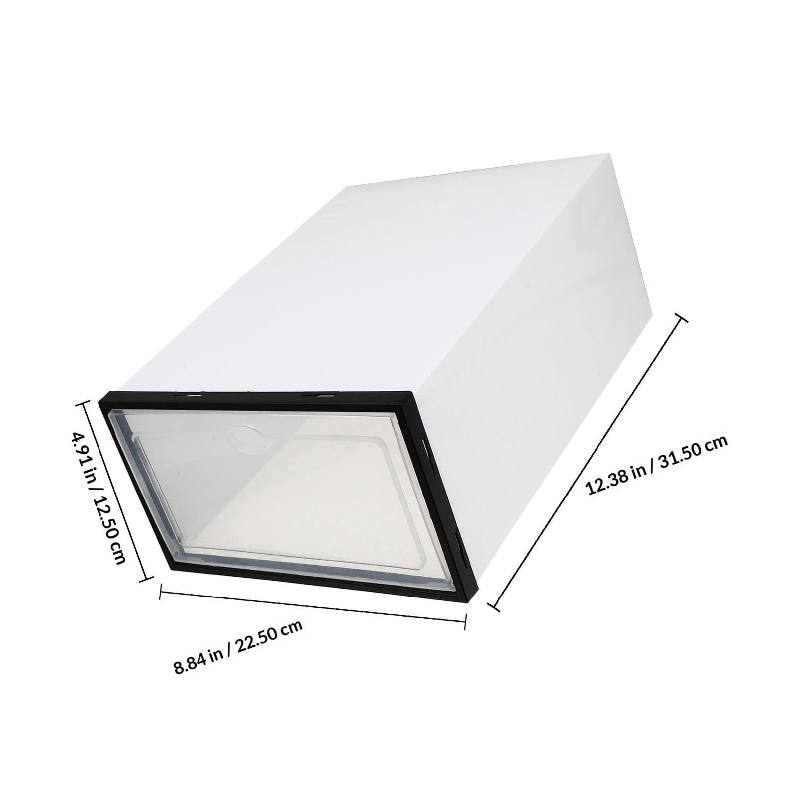 RENACLIPY 4-Pack White Plastic Shoe Storage Boxes with Clear Window, Stackable and Space-Saving Design