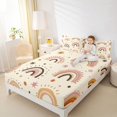 thumbnail image 3 of Manfei Boho Rainbow Bed Sheets, Star Planet Full Size Sheets, Beige, 4 Pieces, 1 Flat Sheet, 1 Fitted Sheet and 2 Pillowcases, 3 of 6