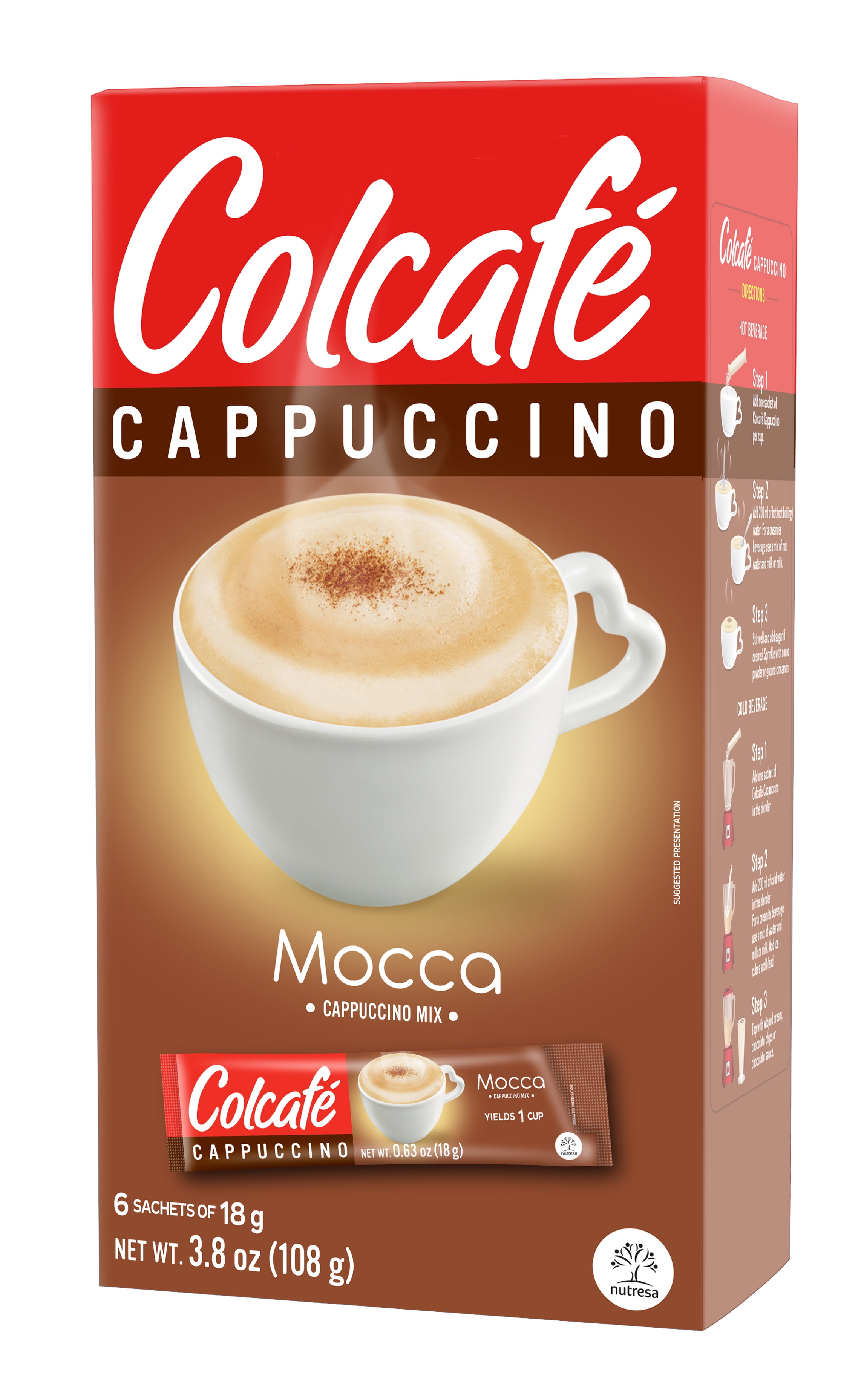 Colcafé Capuccino Mocca Box 3.8 oz, Pack of 2, Instant Coffee 