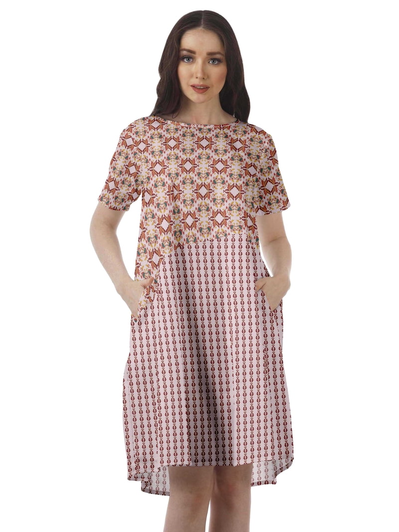 cotton maxi dress 3 4 sleeve White Printed with Three-Quarter Elasticated Sleeves Size:Small-Medium 16.5 * XXL tiered_skirt Casual Summer Outfit With