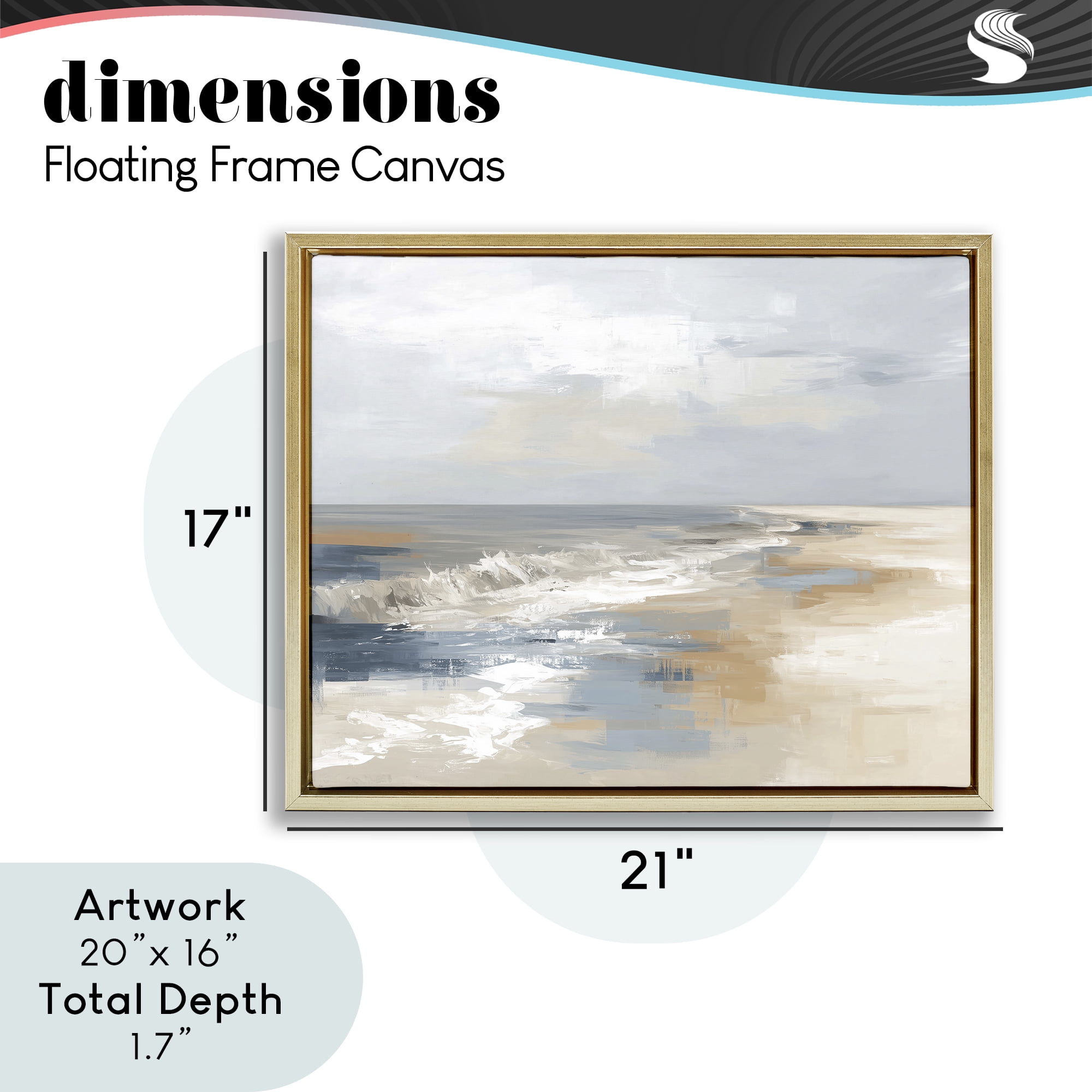 Stupell Industries Tranquil Beach in Neutrals Gold Framed Floater Canvas Wall Art, design by Kim Curinga