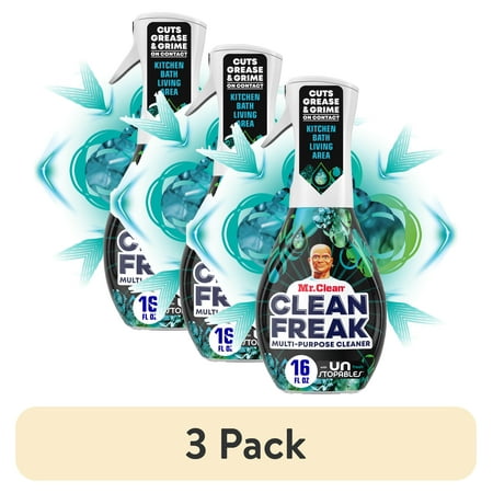 (3 pack) Mr. Clean Clean Freak All Purpose Cleaner Spray, Multi-Surface Cleaning, Unstopables Scent, 16 fl oz