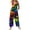 #01Multicolor, variant on Galaxy Rainbow Swirl Pumpkin Bat Halloween Women Overalls, Sleeveless Loose Wide Leg Bib Jumpsuit with Pockets, Soft Rayon Linen Blend Pink 3XL