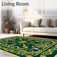 thumbnail image 2 of ODIKA 4'x6' Machine Washable Non-Slip Area Rug, Snowy Forest Pinecone Interlocking With Vintage Bell Accents High Traffic Rug, Green, 626937, 2 of 7