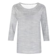 thumbnail image 4 of Scyoekwg 3/4 Sleeve Shirts for Women Loose Workout Shirts Dressy Casual Blouses Stripe Print Graphic Tees Comfy Crew Neck Trendy Blouses (Gray,S), 4 of 4