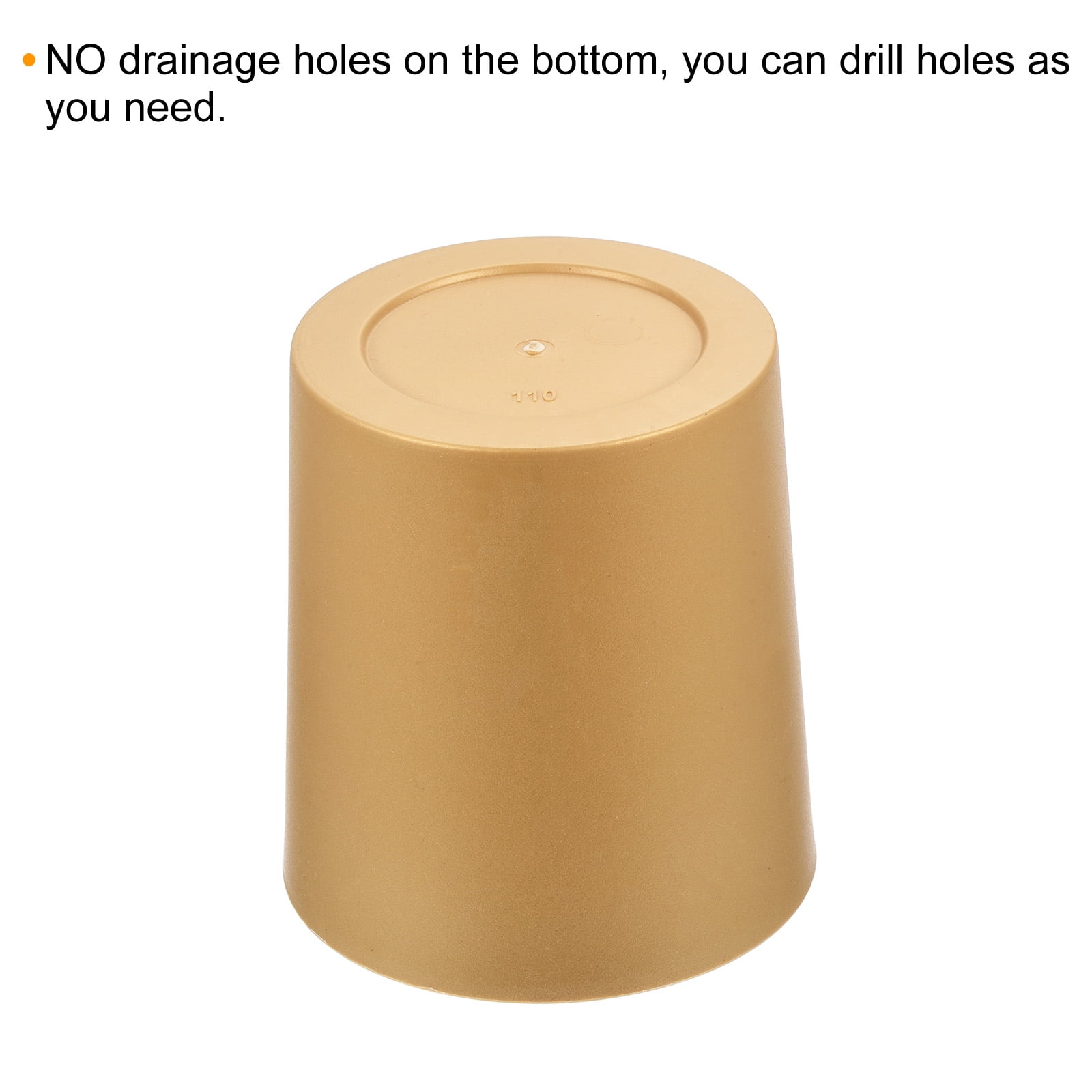 Uxcell 4" Round Plastic Planter Flowerpot Container Indoor Outdoor, Gold 8 Pack