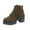 Army Green, variant on Fesfesfes Womens Black Boots Winter Flock Boots Chunky Heel High Heel Short Boots Round-Toe Side Zipper Boots 4.5(36)