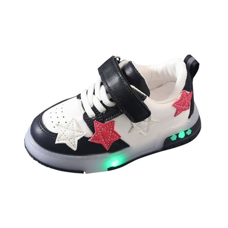 Ccpelsie Toddler Shoes Kid Shoes with LED Light Up Shoes Shiny Toddler Sneakers Girl Shoes Light Up Shoes for Girls Boys for Birthday(Black 2.5-3 Years)