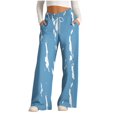 thumbnail image 3 of Aboser Wide Leg Pants for Women Trendy Printing Sweatpants Baggy Casual High Waisted Track Pants Comfort Soft Long Trousers with Pockets, 3 of 6