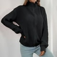 thumbnail image 4 of Zipper Knit Cardigan Women's Chunky Open Front Outwear Cover up Loose Sweater Coat Oversized Hoodie Woman S-26 Black M, 4 of 5