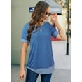 thumbnail image 3 of SHIBEVER Women T Shirts Summer Short Sleeve Crew Neck Casual Loose Trendy Tos,Bluegrey Tunic Tee Holiday Clothing Size L, 3 of 6