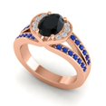 thumbnail image 2 of Diamond-Capitals 2.35 Carat Stunning Oval Cut Black Onyx & Blue Sapphire Gemstone Wedding Ring for Women Solid 14K Rose Gold Size 7, 2 of 8