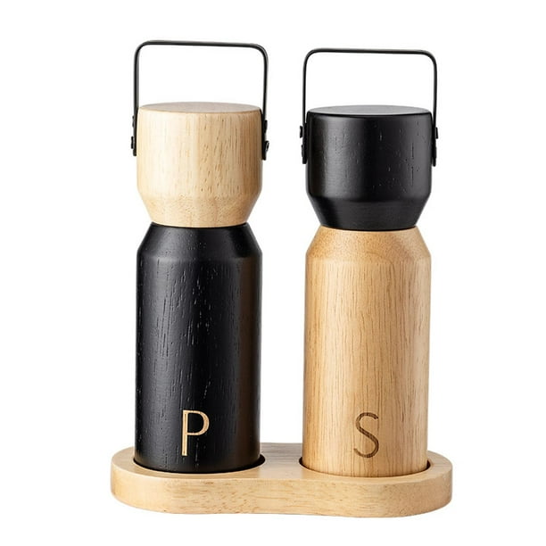 Molino de madera de molinillo condimentado con manual grueso ajustable Grinder de sal de 7 pulgadas de altura para viajes de bar acampar al aire libre