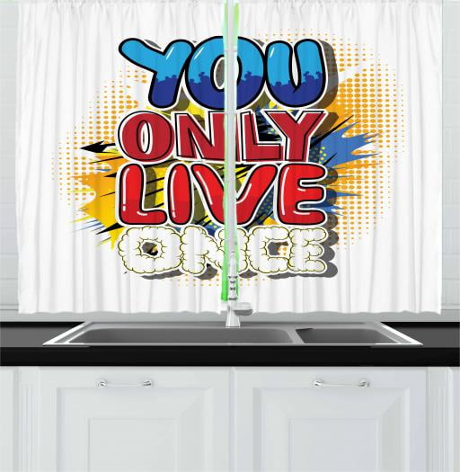 Yolo Curtains 2 Panels Set Cartoon Style Life Message Comic Book