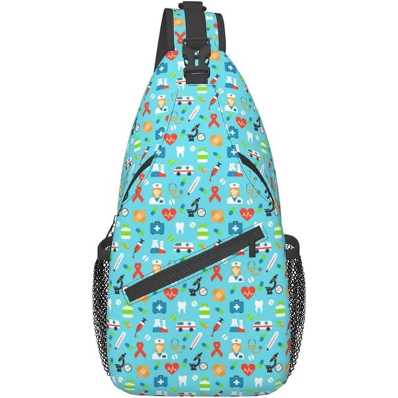 Nursing Theme Pattern Sling Bag Crossbody Hiking Travel Chest Bags Backpack Shoulder Daypack for Women Men