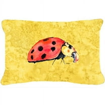 Carolines Treasures  Lady Bug on Yellow Indoor & Outdoor Fabric Decorative Pillow - 12 x 16 In.