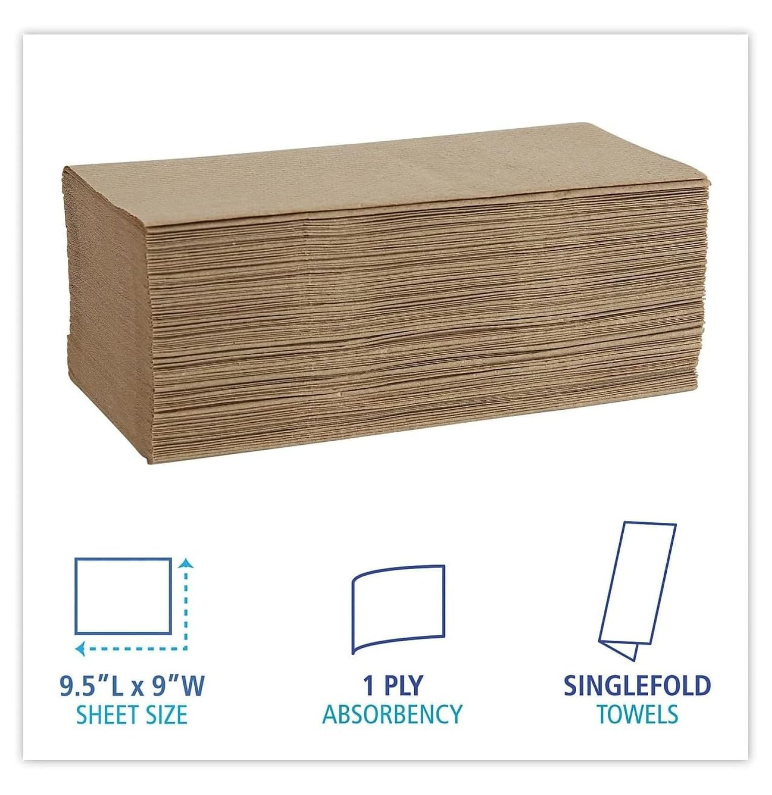 Gexandy B6210 9 in. x 9-9/20 in. Singlefold Paper Towels - Natural (16/Carton)