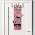 thumbnail image 2 of Floral Hanging Pocket Organizer, Clutter of Spring Flowers Drawn by Hand, Printed Polyester Storage Bag with Pockets, 9" x 27", Pastel Pink, 2 of 2