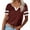 Red Wine, variant on Sherrylily Summer Womens V Neck Tops Color Block Tunic Short Sleeve Casual Fashion T Shirts