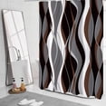 thumbnail image 2 of Brown Shower Curtain, Black and Grey Abstract Modern Bathroom Decor, Waffle Weave Textured Fabric Shower Curtain Set with Hooks, 72x72, 2 of 6