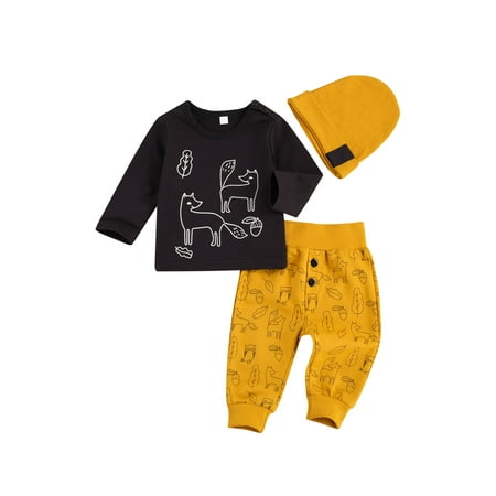 

One Opening Newborn Baby Boys Outfits T-shirt Pants Leggings Hat Clothes Set