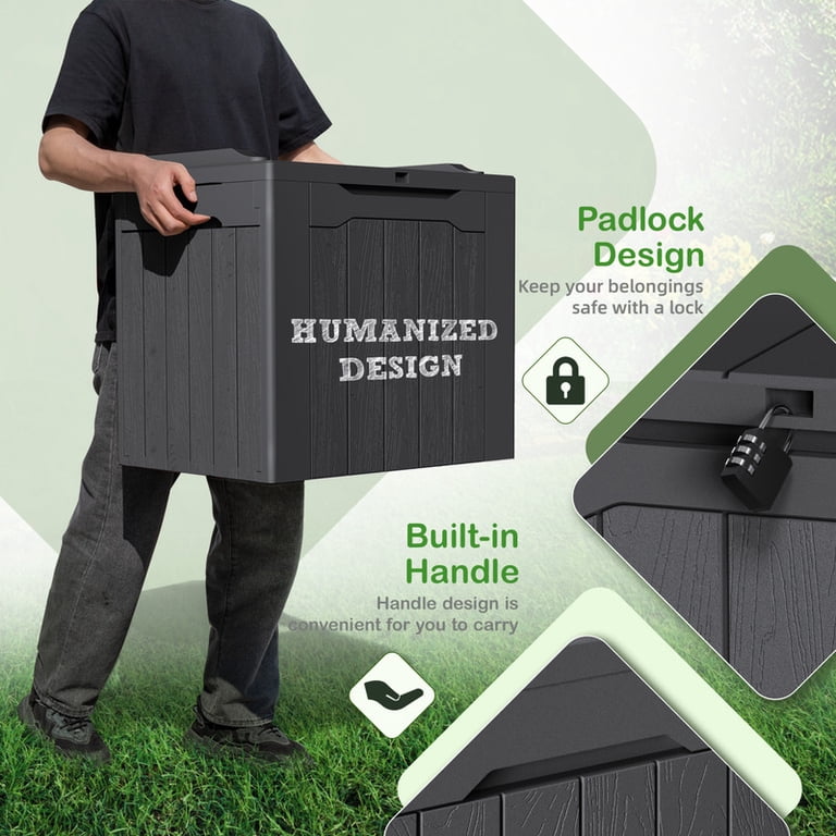 Homall 2-Pack 31-Gallon Resin Deck Box, Grey photo 7