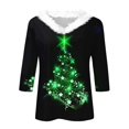 thumbnail image 4 of Craaazy Christmas Fall Sweaters Fuzzy V Neck Long Sleeve Shirts Xmas Graphic Casual Top Gifts For Women, 4 of 4