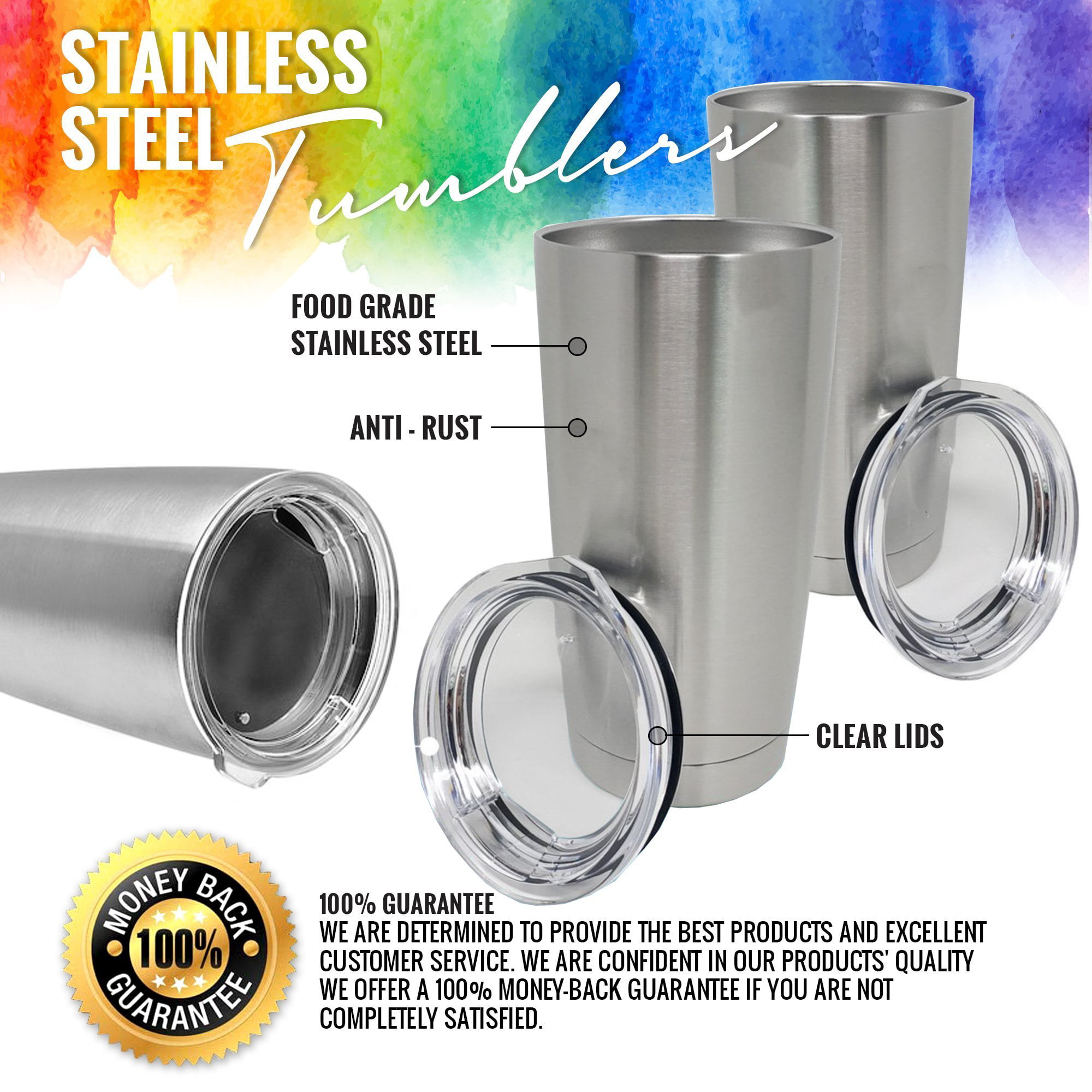 20oz Stainless Steel Tumbler - 4 Pack - Expressions Vinyl