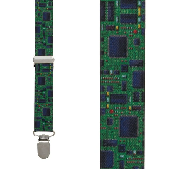 SuspenderStore Circuit Board Suspenders - 1-Inch Wide Elastic - Clip - 2 Sizes