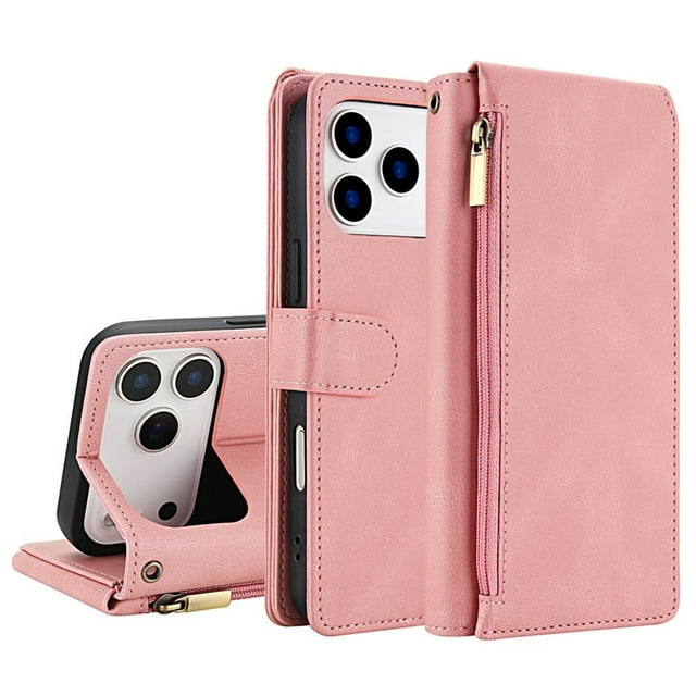 Case For IPhone 17 Pro Max/17 Pro/17 Air/17, PU Leather Shell With Zipper Card Slot Holder Cover