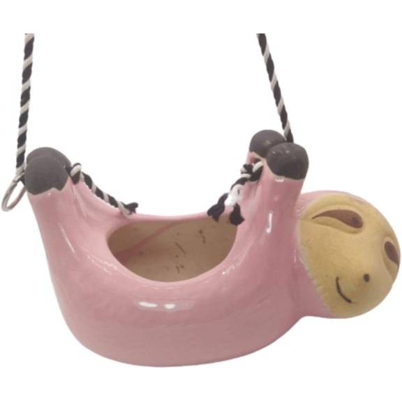 India Meets India Ceramic Hanging Planter Pot Flower Pot Indoor Planter Handicraft by Awarded Indian Artisan (Sloth)