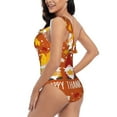 thumbnail image 4 of Easygdp Happy Thanksgiving Three Gnomes Women's One Shoulder Ruffle Monokini Bathing Suits with Removable Chest Pad, Quick Drying - X-Large, 4 of 8