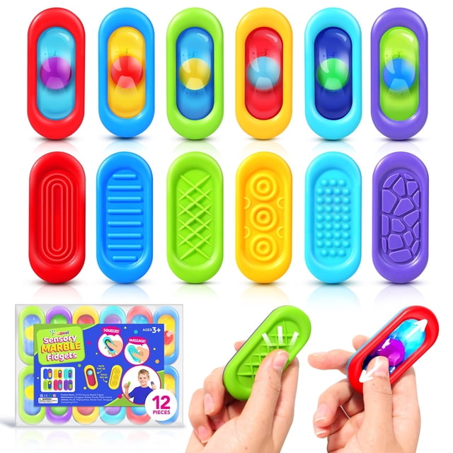 Sensory Marble Fidget ZaxiDeel, relleno de gel, 12 unidades para niños
