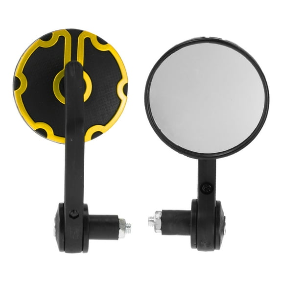 Unique Bargains 1 Set M8 Universal Motorcycle Rear View Mirrors Bar End Side Mirrors Mount Adjustable Aluminum Plastic Black Gold Tone Round Shape