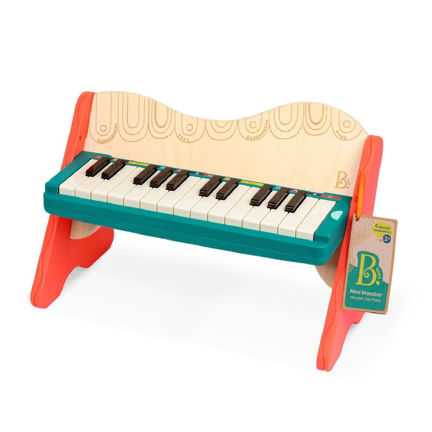 B. Toys Wooden Toddler Kids Piano Keyboard w/ Sheet Music 