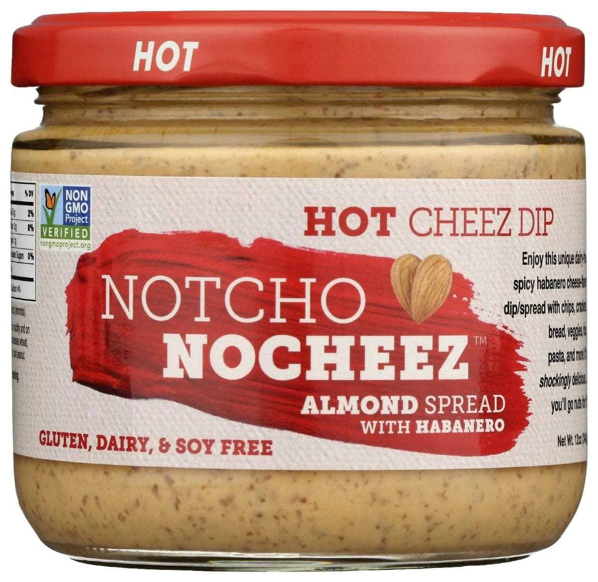 Notcho Nocheez Almond Spread with Habanero Hot Cheese Dip 12 Oz Pack