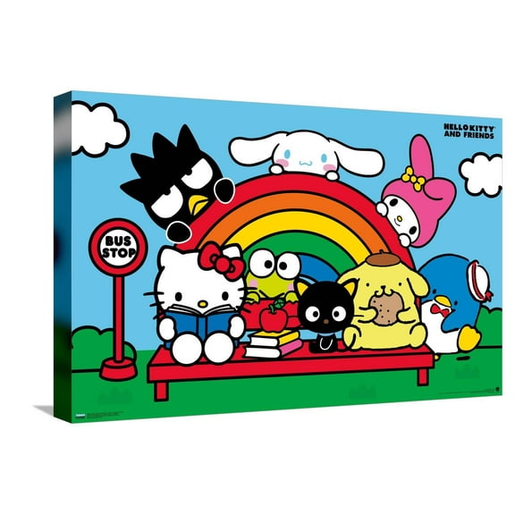 Hello Kitty and Friends: 21 Core - Group Bus Stop Canvas Wall Poster, 14.725" x 22.375"