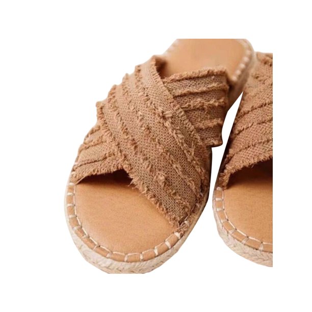 Woobling Women's Sandals Denim Slip On Mule Flat Shoes Fishmen Opened