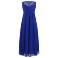 thumbnail image 2 of DPOIS Kids Girls Floral Lace Chiffon Wedding Bridesmaid Flower Dress Royal Blue 12, 2 of 7