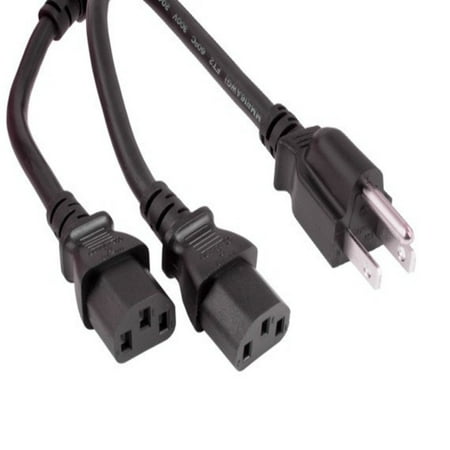 SANOXY Cables and Adapters; 6ft 18 AWG Universal Power Cord Splitter Cable (NEMA 5-15P to IEC320 C13 x 2) Black