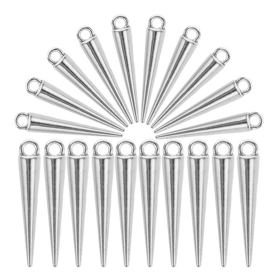 ADDHAT 40Pcs Zinc Alloy Silver Spike Charm For Jewelry Making Bulk Charms Necklace Accessories