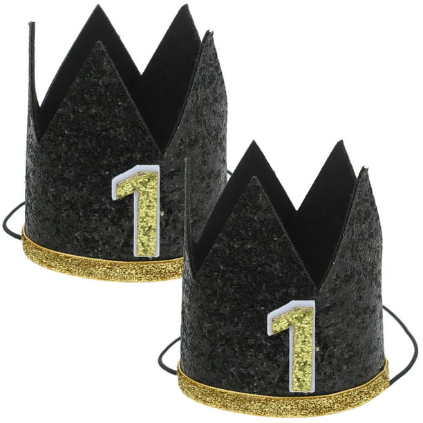 KAKOWELY 2 piezas de gorro de cumpleaños para bebé, corona para el primer cumpleaños, sombrero para fiesta de cumpleaños infantil, decoración para fiesta
