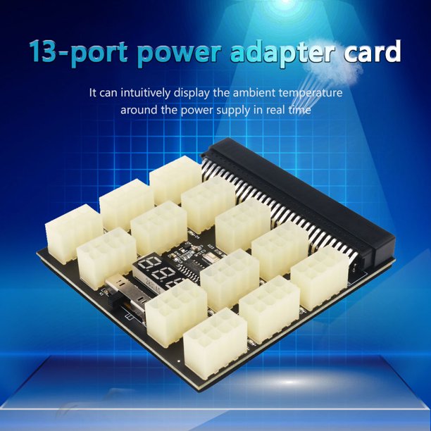 Kuymtek ATX 13X 6 8Pin 1200W Adaptador de fuente de alimentación de arranque Tarjeta convertidora de 12V para BTC