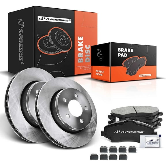 A-Premium 11.89 in (302mm) Front Vented Disc Brake Rotors   Ceramic Pads Kit Compatible with Select Dodge and Jeep Models - Nitro 2007-2011, Liberty 2008-2012, 6-PC Set