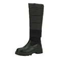 thumbnail image 6 of Knee High Snow Boots for Women Warm Furry Lined Fold Over Stretch Knit Long Chelsea Boots Pull on Platform Lug Sole Mid Calf Booties Black Size 9, 6 of 6